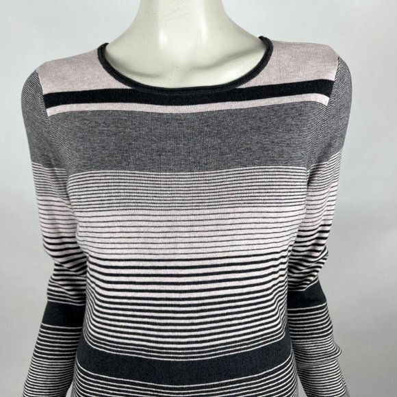 NIC+ZOE Striped Pullover Sweater Women M NWT Cotton Blend Long Sleeve Scoop Neck - Picture 4 of 10